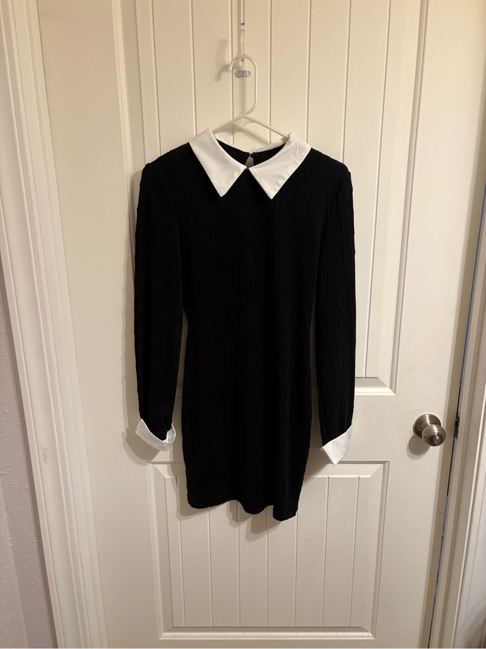 SHEIN Black Mini Dress with White Collar and Cuffs